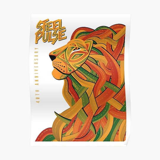 Steel Pulse 40th Anniversary Lion Steel Premium Matte Vertical Poster