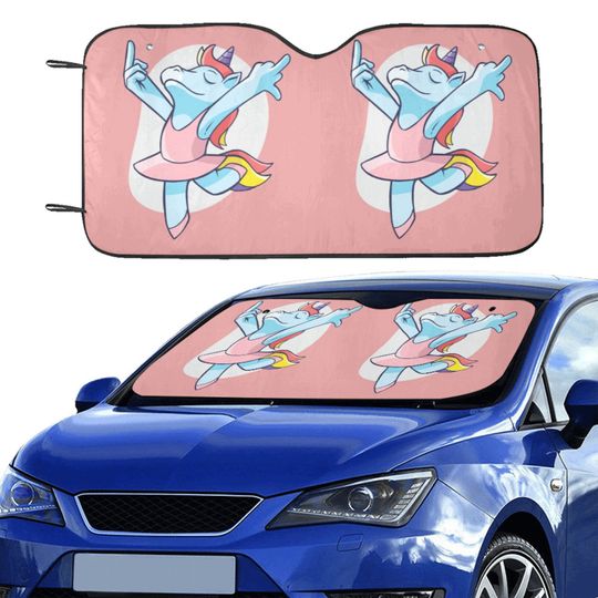 Ballet Dancer Unicorn Pink Windshield Car Sunshade, Funny Car Accessories