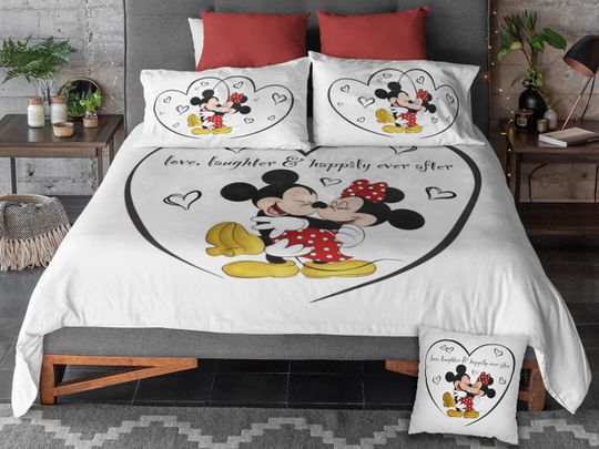Disney Bedding Sets, Happily Ever After, Mickey & Minnie Mouse Love Bedroom Bedding Set
