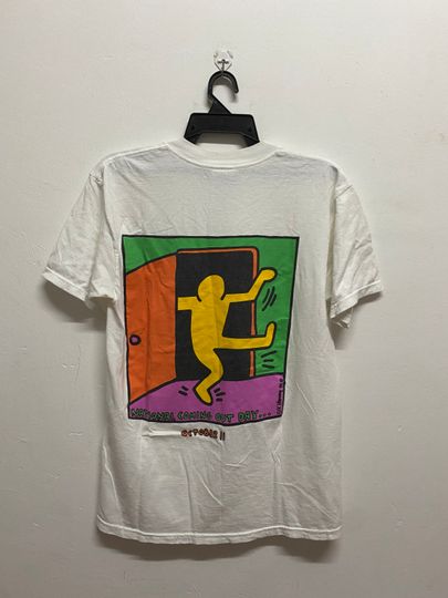 Vintage 90s Keith Haring National Coming Out Day Pop Art Tee