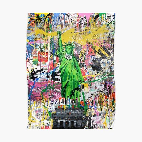 Statue Of Liberty Holding Paintbrush Pop Culture Street Art Mashup Premium Matte Vertical Poster