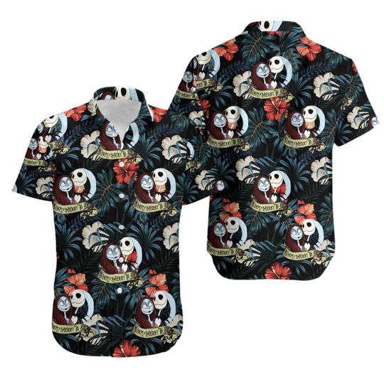 Jack and Sally Hawaiian Shirt, Nightmare Before Christmas Aloha Shirt