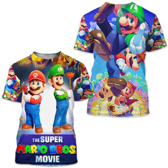 Mario And Luggi Sky T-SHIRT, Mario Bros Birthday T-Shirt, Mario Cartoon 2023 Shirt