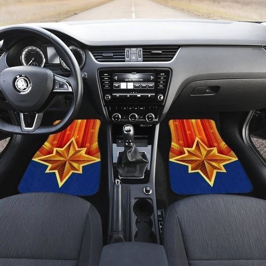 Captain Marvel Car Floor Mat | Captain Marvel Symbol Shield Front Car Mats