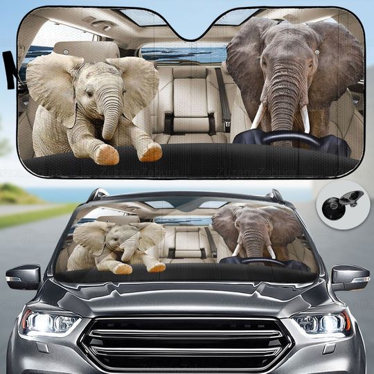 Elephant Car Sunshade, Elephant Car Decoration, Elephant Car Windshield Cover