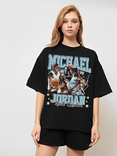 Michael Shirt,Michael Jordan UNC 90s Style Vintage Bootleg Tee graphic Tshirt