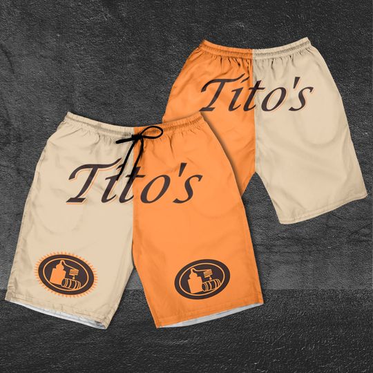 Tito Handmade 2 Color Horizontal Text Shorts, Beer basic men Hawaiian shorts