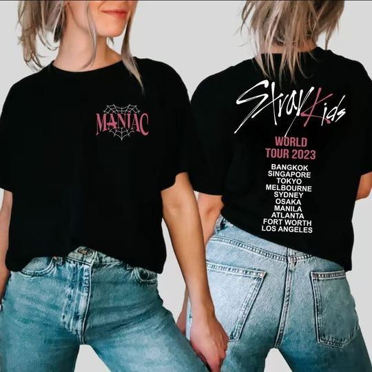 Stray Kids World Tour 2023 T-shirt, Maniac Kpop Concert Fan Made