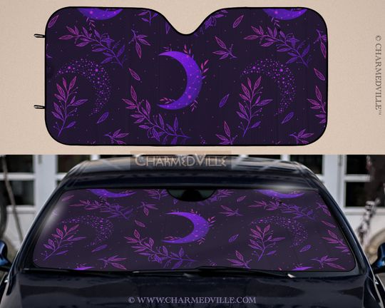 Celestial Car Sun Shade, Purple windshield cover