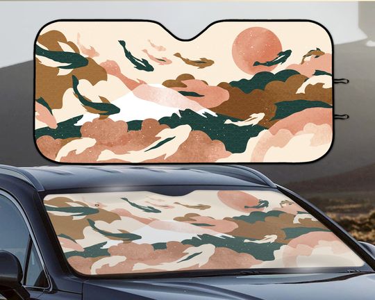 Koi Sun shade for car, Japanese windshield cover