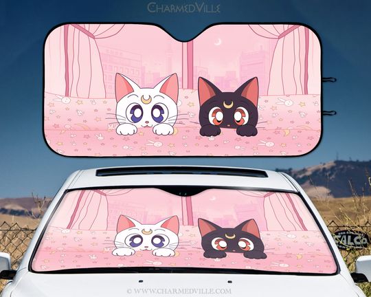 Anime Sunshade for cars, Cute cats windshield shade