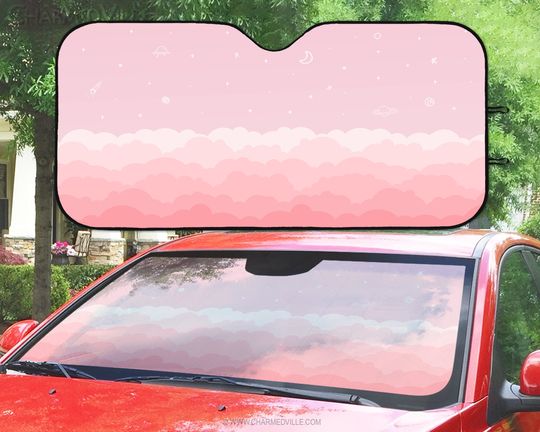 Kawaii Car Sun Shade, Pink windshield cover