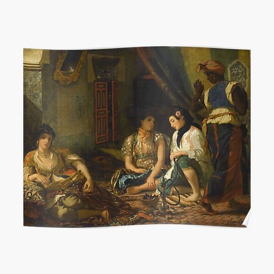 Eugène Delacroix - Women of Algiers in Their Apartment (Femmes d'Alger dans leur appartement) 1834 Premium Matte Vertical Poster