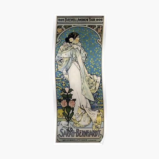 Elegant Sarah Bernhardt 1905 Farewell American Tour 1906 Premium Matte Vertical Poster