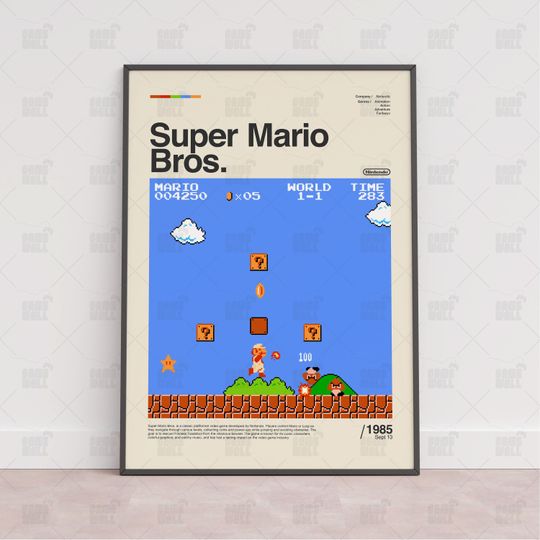 Super Mario Bros Poster, Gaming Room Poster, Gaming Wall Poster