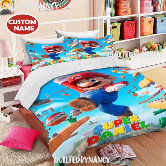 Custom Super Mario Bros Movie Bedding Set, Super Mario Bros Party