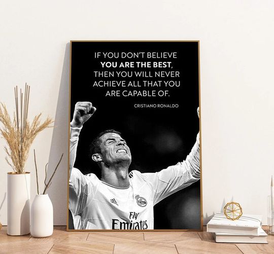 Cristiano Ronaldo Motivational Quote Poster, Cristiano Ronaldo Print, Wall Art Home