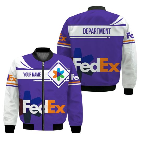 FedEx Office custom name & department Quilt Bomber Jacket for Postal Worker