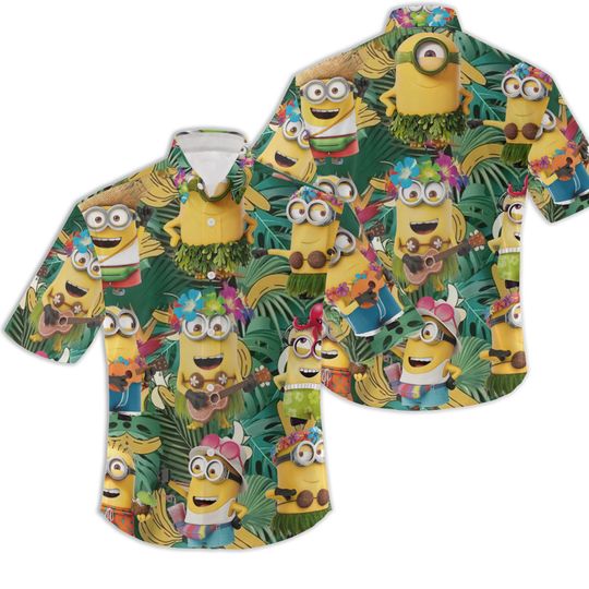 3D Minion Tropical Hawaiian Shirt, Beach Short Hawaiian Shirt
