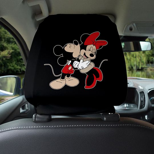 Birthday Gift, Car Decor Headrest Covers, Mickey Mouse Couple - Disney Land Lover Gift Set 2 Headrest Cover, Gift For Mom Car Accessories