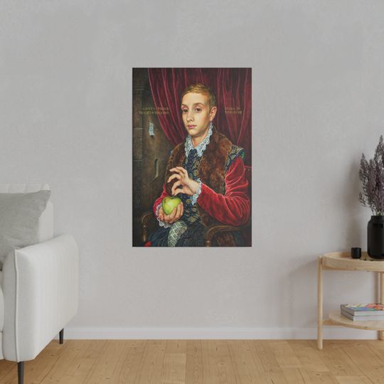 Boy With Apple Painting Canvas