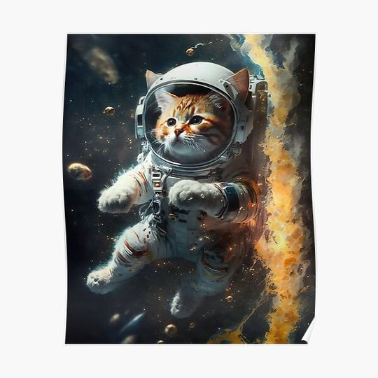 Cosmic Kitty - Space Adventure Premium Matte Vertical Poster