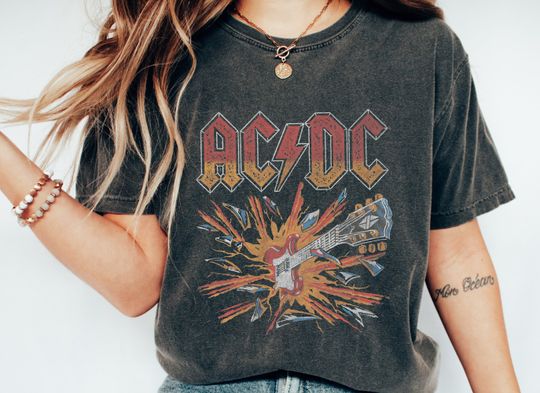 Comfort Colors AC DC T-Shirt, Oversized Shirt, Classic Rock,