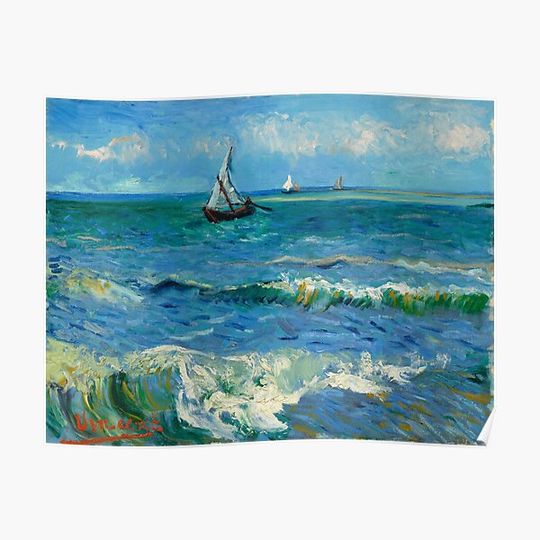 Vincent Van Gogh "The Sea at Les Saintes-Maries-de-la-Mer", 1888 Premium Matte Vertical Poster