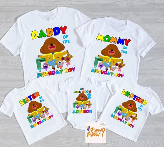 Customized Hey duggee Birthday Family Trip Vacation T-Shirt, custom family birthday theme shirt