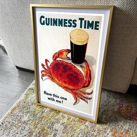 Vintage Guinness Time Irish Ireland Beer Crab Seafood Have This Vintage Poster