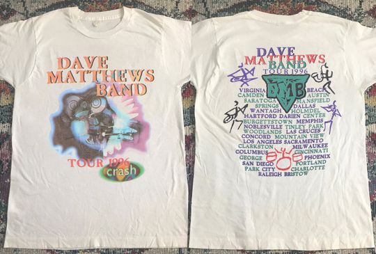 Dave Matthews Band Tour 1996 T Shirt, Dave Matthews Crash Tour Concert Shirt