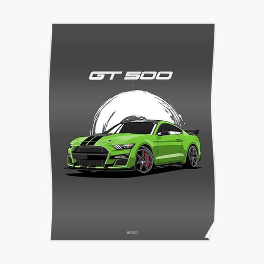 Mustang GT500 lime green Premium Matte Vertical Poster