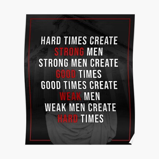 Hard Times Create Strong Men | Motivational Quote Premium Matte Vertical Poster