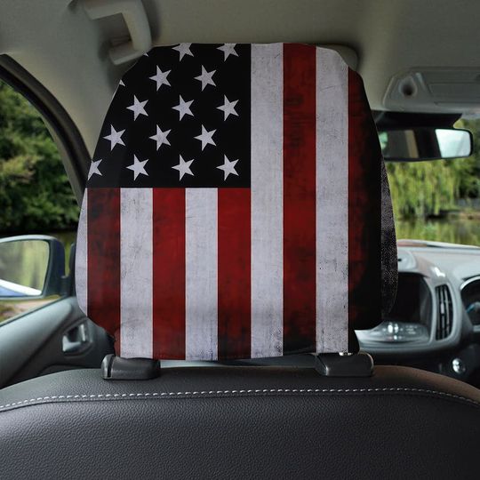 American Flag Patriotic USA Pattern 2 Pack Car Headrest Cover