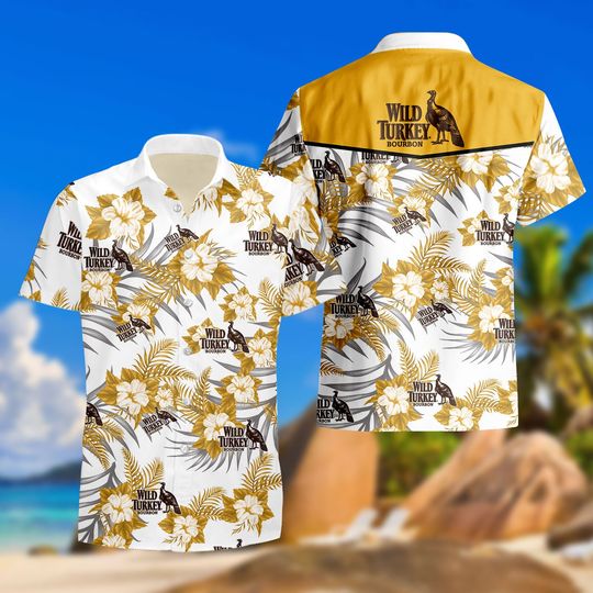 Wild Turkey Bourbon Whiskey Beach Hawaiian Shirt