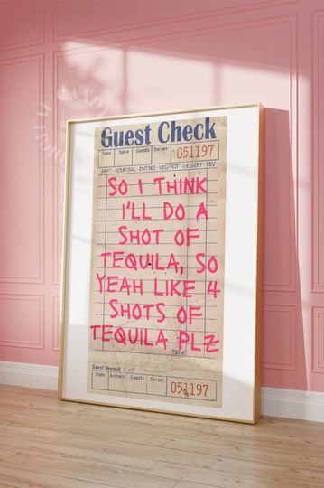 Tequila Guest Check Poster