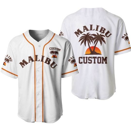 Custom Text Beige Malibu Rum Basketball Jersey Shirt, Personalized Malibu Rum Baseball Shirt