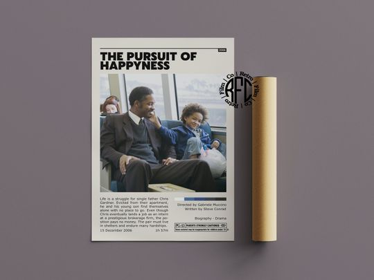 The Pursuit Of Happyness Retro Movie Poster
