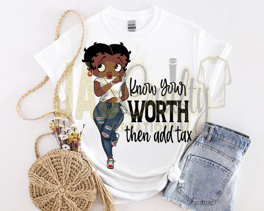 Betty Boop Blue Jean Know Your Worth Tshirt