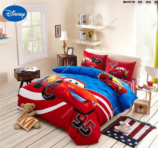 Lightning McQueen Cars Bedding Set Cotton Bedclothes Cartoon Disney Printed Bed Covers BoysHome Decoration
