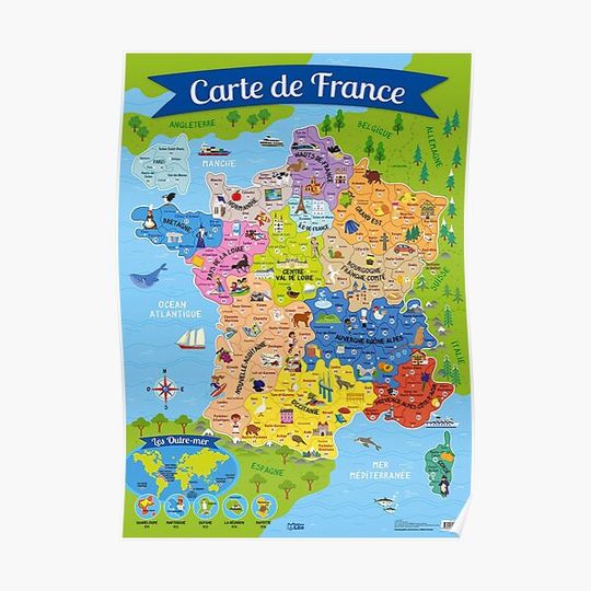 Carte De France 2017 Poster Map of France 2017 Premium Matte Vertical Poster