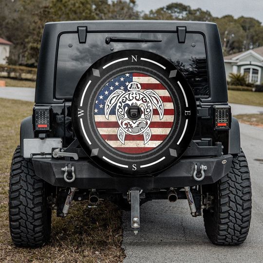 Compass American Flag Turtle Spare Tire Cover