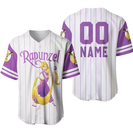 Rapunzel Princess Tangled White Purple | Disney Baseball Jersey Personalized