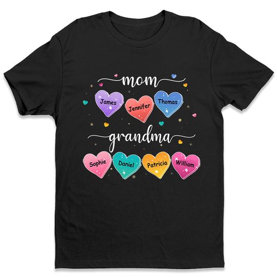 Grandma's Hearts - Family Personalized Custom Unisex T-shirt