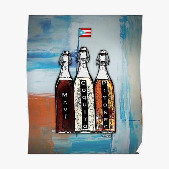 Mavi, Coquito, Pitorro Puerto Rico Traditional Drinks Premium Matte Vertical Poster