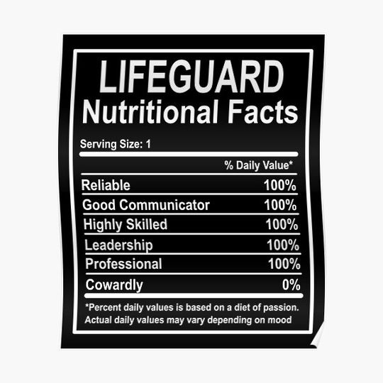 Lifeguard Gift Nutritional Facts Premium Matte Vertical Poster