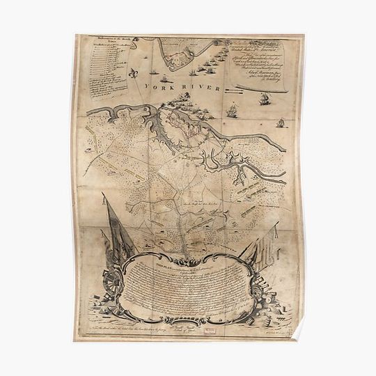 Vintage Battle of Yorktown Virginia Map (1781) Premium Matte Vertical Poster