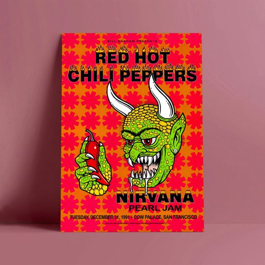 Red Hot Chili Peppers, Nirvana, PEL JAM Poster | Concert Poster | Artist Poster