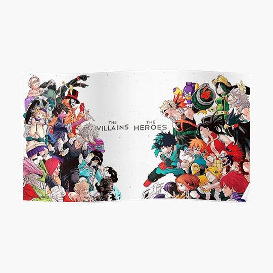 Hero Anime - Heroes vs Villains Premium Matte Vertical Poster