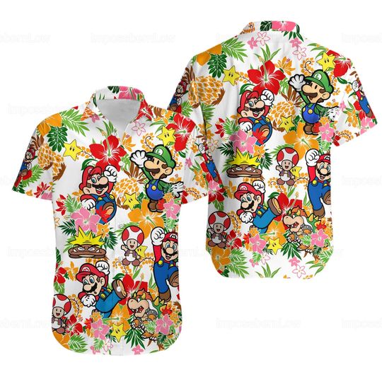 Super Mario Button Shirt, Super Mario Shirt, Button Up Shirt